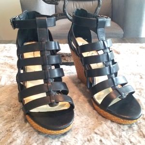 Women's Jessica Simpson Black high Wedge heel Sandals